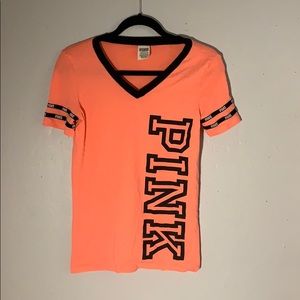 VS PINK pink tee shirt with black detail
